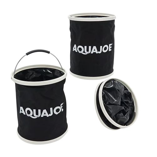 Aqua Joe 3.4-gallon set of 3 black portable folding buckets.