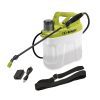 Sun Joe 4-volt 2-gallon Cordless All Purpose Chemical Sprayer with shoulder strap and charger.